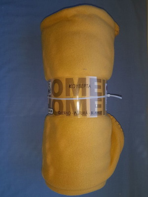 Fleece blanket, mustard color, 220x240 cm