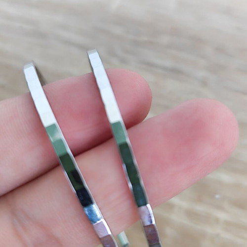 Silver 925 Hoop Earrings like new with hammered polygonal design