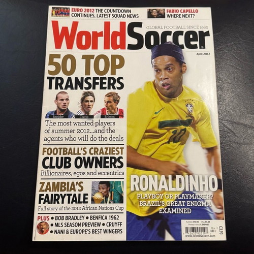 World Soccer magazine April 2012 like new with Ronaldinho cover