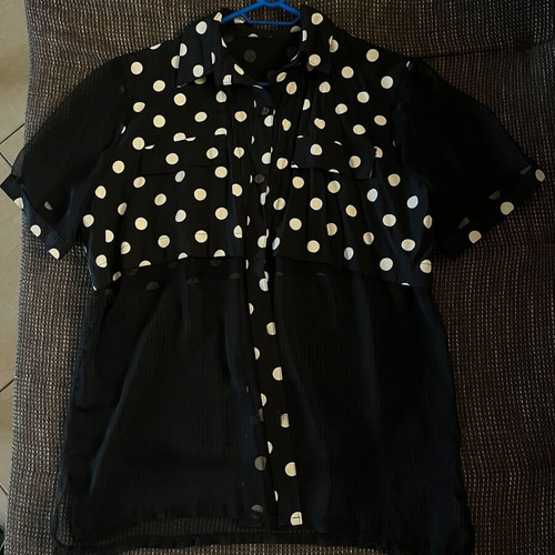 Women's black shirt with white polka dots, like new, size XL