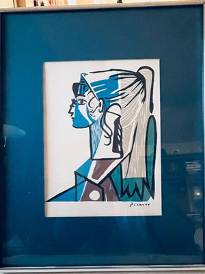 Vintage λιθογραφικό έργο του Picasso “Portrait of Sylvette David in Green Chair” μεταχειρισμένο