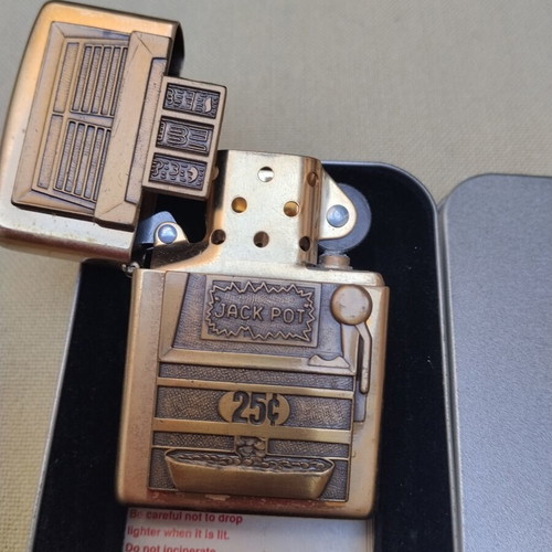 Zippo 254BBS B172 Slot Machine Brass lighter like new with box