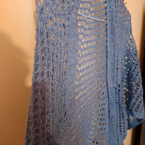 Crochet lightweight blue shawl/kimono used