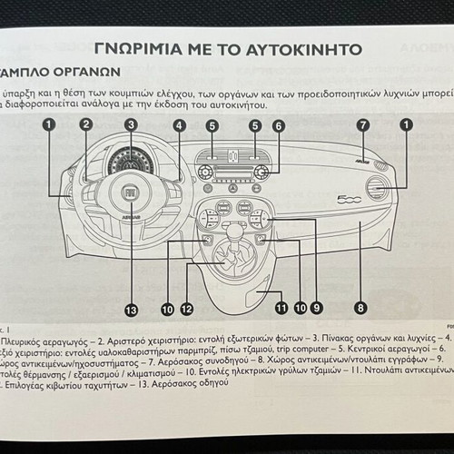 Fiat 500 Greek manual like new with original case 2007-2015