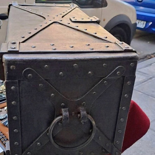 Wrought Iron Safe Like New, Handmade with Rivets