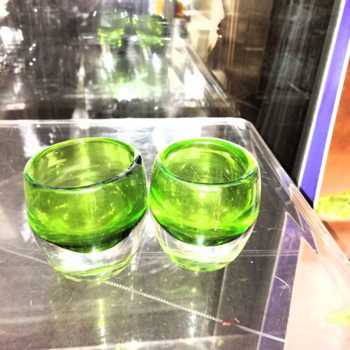 Vintage green art glass vases by Crate & Barrel, like new, set of 60