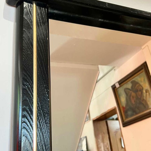 Wall mirror used, black with gold details 105x90