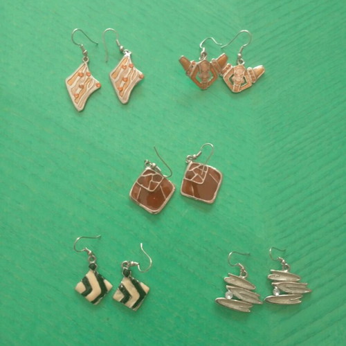 Earrings set of 5 pairs made of stainless steel and enamel new