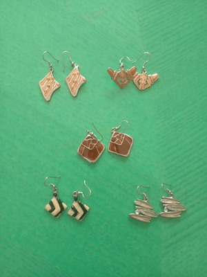 Earrings set of 5 pairs made of stainless steel and enamel new