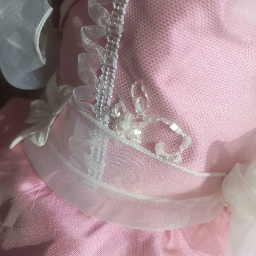 Baptism set satin, organza, pearls, tulle, rhinestones like new