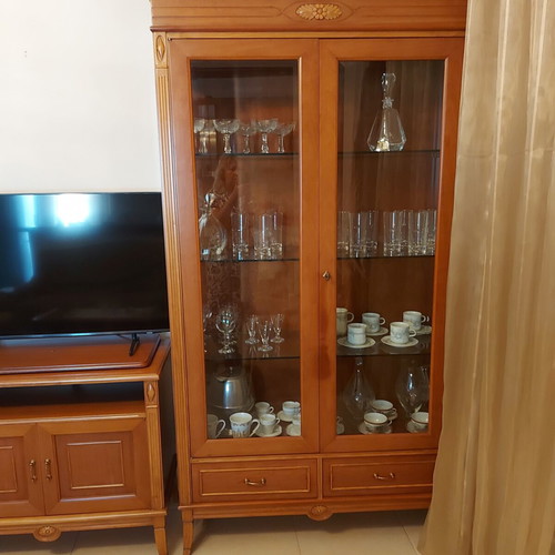 Wooden living room display cabinet and TV stand, classic style