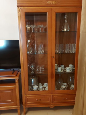 Wooden living room display cabinet and TV stand, classic style
