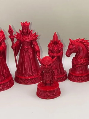 Chess set monsters new, printed, available in white and red