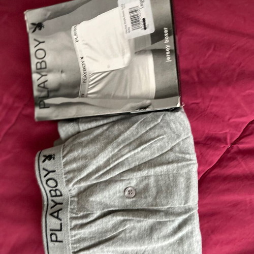 PLAYBOY boxers, Large, grey color.