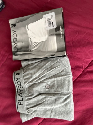 PLAYBOY boxers, Large, grey color.