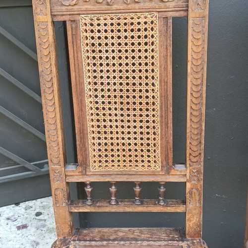 Chairs used, 6 pieces, late 19th century with carving
