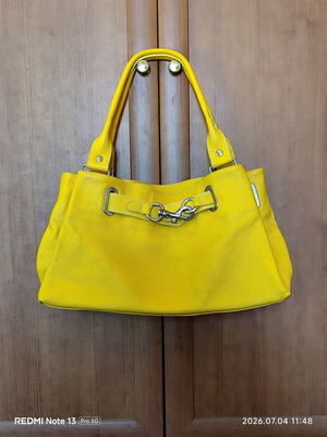 Tote bag μεσαίου μεγέθους κίτρινο γνήσιο δέρμα καινούργιο