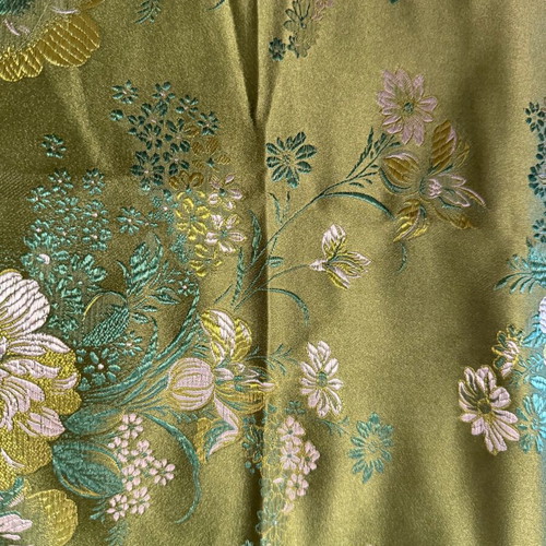 Green synthetic silk fabric for liturgical vestments, new, 9m x 0.78m