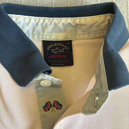 Paul & Shark Yachting vintage 90s polo shirt pink teal size M like new