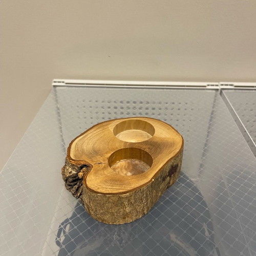 Cedar wood candle holder used