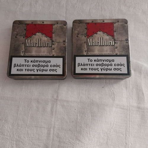 Marlboro metal collectible tins used, set of 2