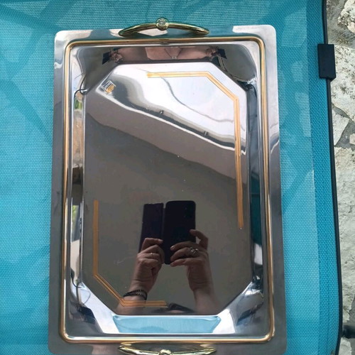 Serving tray used stainless steel 18/10 gold plated 24K