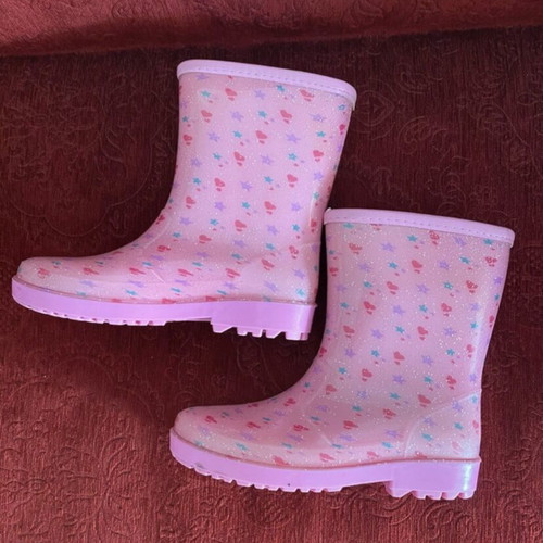 Pink galoshes like new, size 35, boots