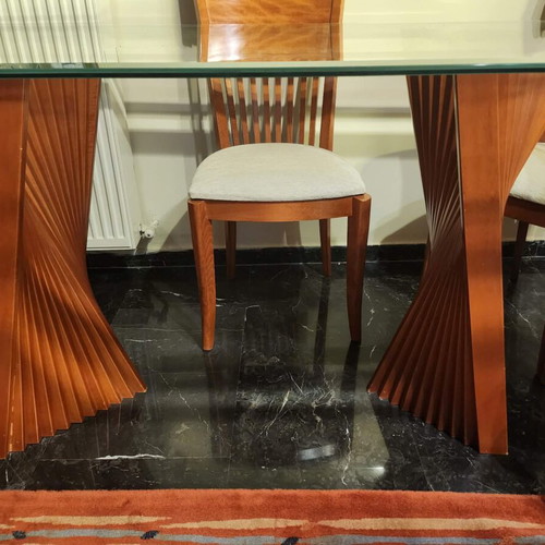 Glass dining set 6 seats like new