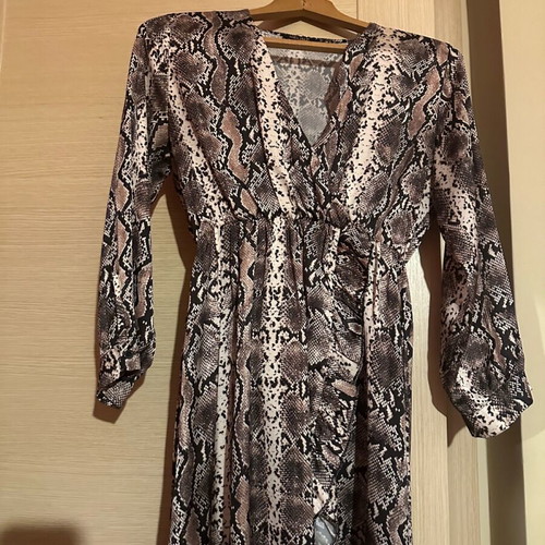 Animal print satin dress like new, airy with asymmetric hem