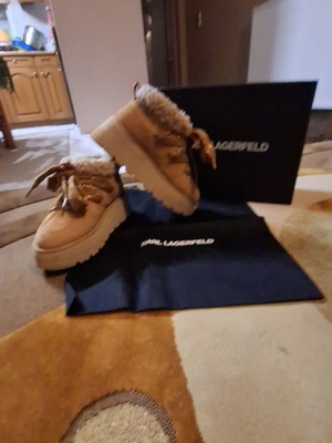 Karl Lagerfeld ankle boots like new, beige suede leather, size 37