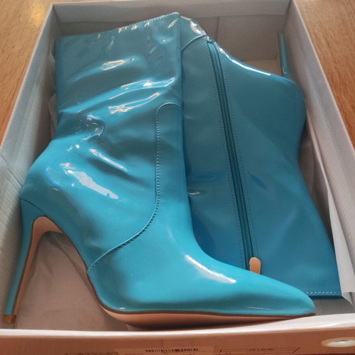 Patent leather boots blue new, size 41