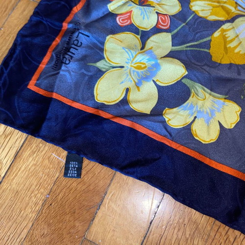Vintage Silk Scarf Laura Biagiotti Floral Design 85x85 cm like new