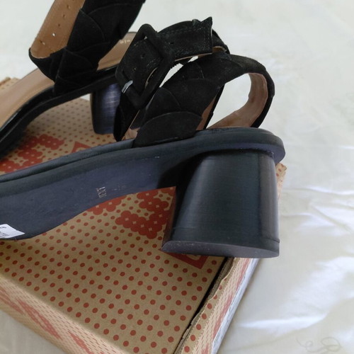 Next black leather sandals with nubuck, 5 cm heel, size 39