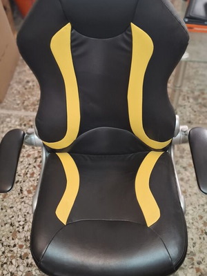 Gaming office chair used, adjustable armrests and height, leatherette