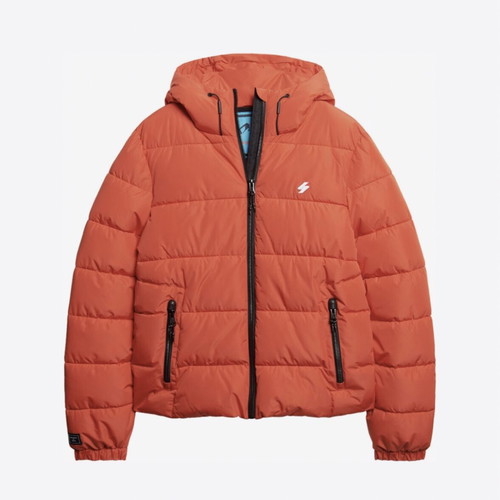 Superdry Hooded Sports Puffer Jacket new, men's M and L, bright red