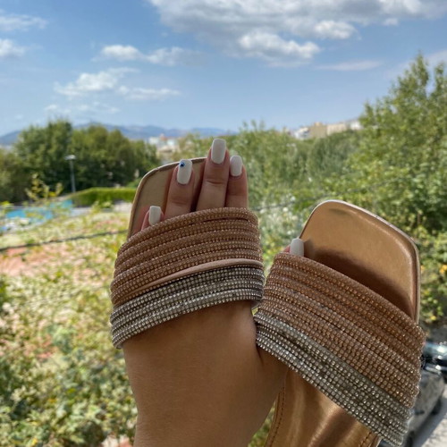 Migato rose gold and silver flat sandals like new, size 38