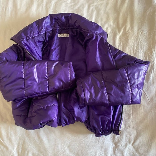 Haan purple cropped puffer jacket like new, size L