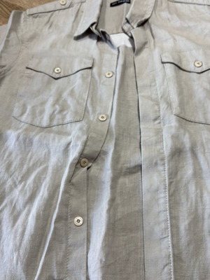 Marks & Spencer linen boys' shirt like new, beige-gray short sleeve