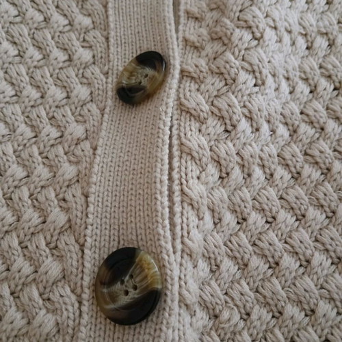 Long knitted cardigan like new, beige, warm with large collar