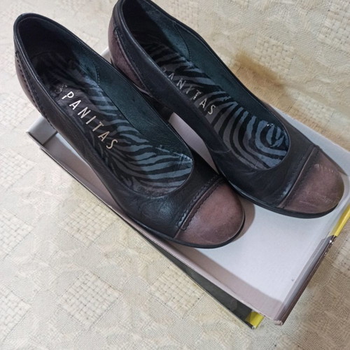 Hispanitas leather pumps used, 8 cm heel, size 39, gray