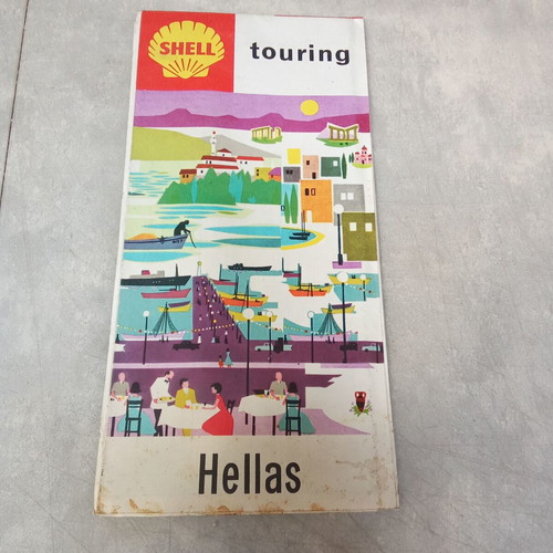 Shell Touring Hellas Roadmap used, 1960s Greece