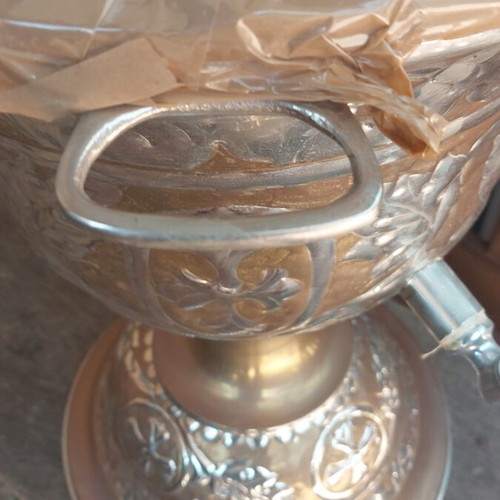 Small Holy Water Font like new with two taps, height 78 cm, diameter 35 cm