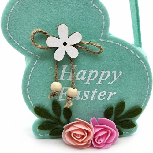 Easter Basket Bunny Felt decorative Happy Easter mint color