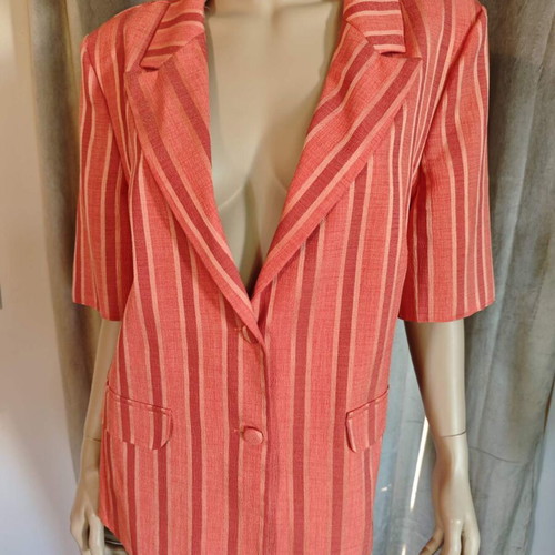 Vintage blazer XXL coral-salmon striped