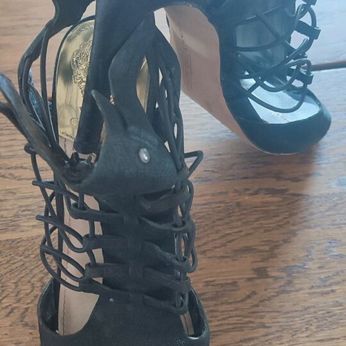 Vince Camuto sandals used, leather, black, size 38-38.5