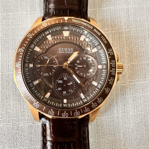 Guess wristwatch with chronographs, brown and gold