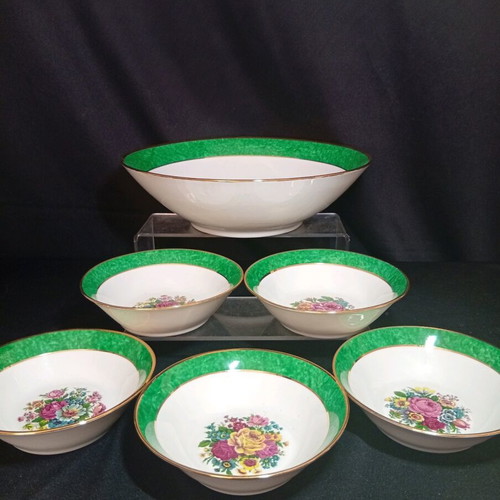 Cmielow Poland vintage porcelain serving bowl set, 6 pieces