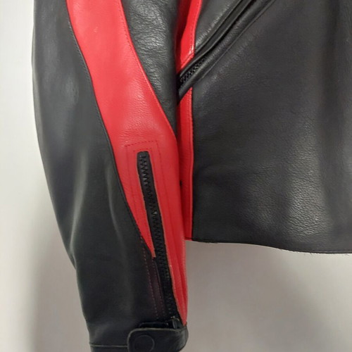 Dainese leather jacket used, black with red, size 50