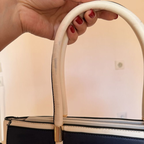 Handbag used, white and blue, large capacity