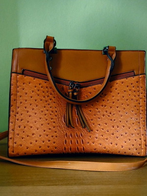 Large Tan Shoulder Bag New Synthetic Leather